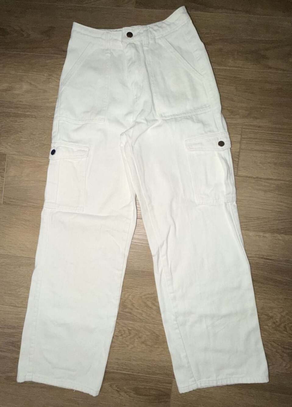 Y2K White Denim Wide-Leg Cargo Pants /XS / GUC SHEIN